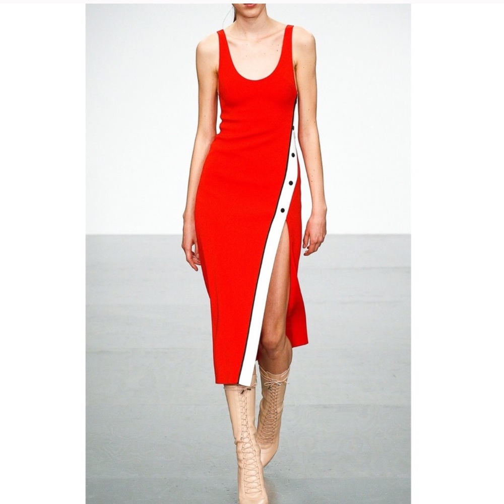 David Koma Snaps Slit Tank Dress Red